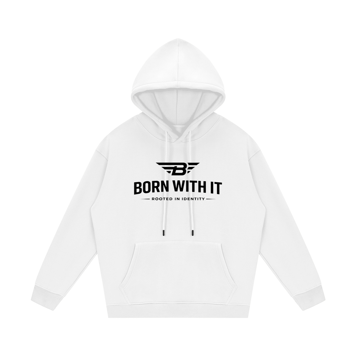 WHITE FLEECE HOODIE BORN WITH IT™ DESIGN