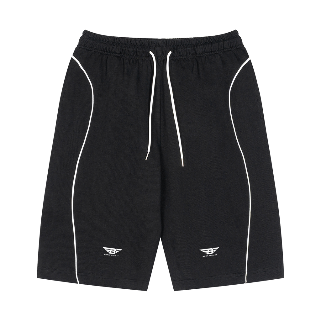 Unisex Piping Drawstring Shorts