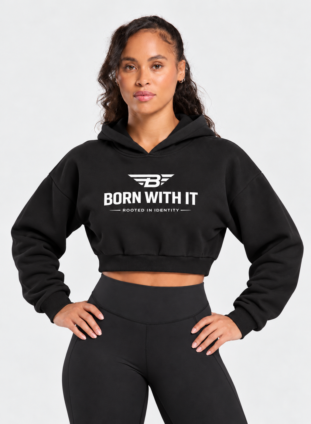 BORN WITH IT™ ESSENTIAL CROPPED HOODIE