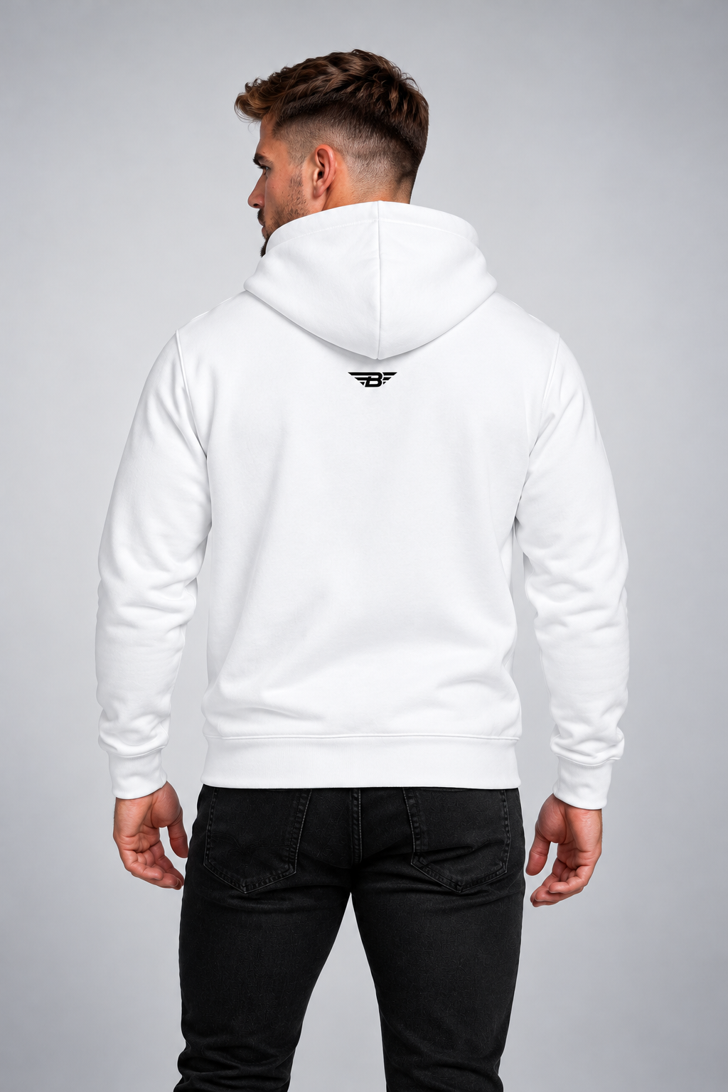 WHITE FLEECE HOODIE BORN WITH IT™ DESIGN