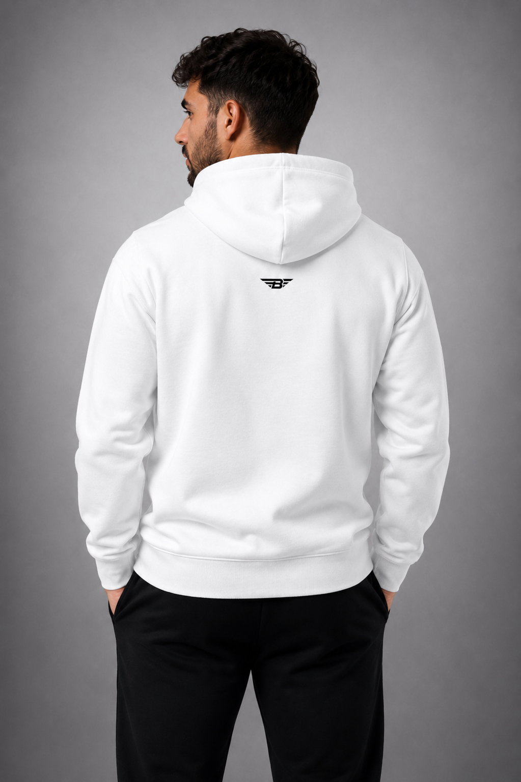 WHITE FLEECE HOODIE | BORN WITH IT DESIGN