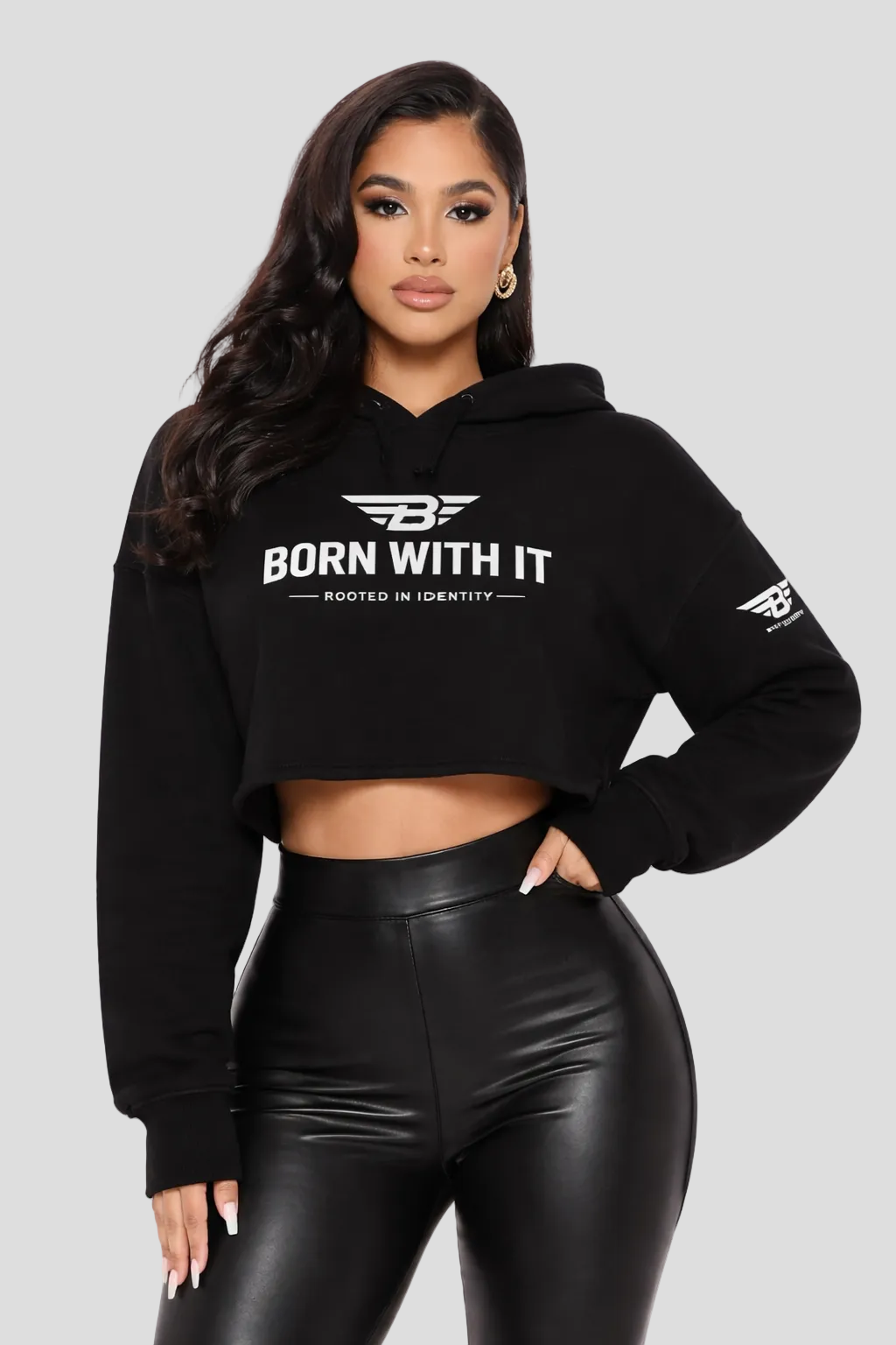 WOMEN'S CROP HOODIE - BORN WITH IT WEAR YOUR TRUTH